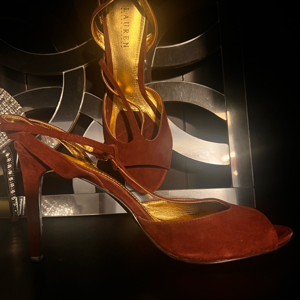 Ralph Lauren Brown Heels Strappy Stiletto Sandals